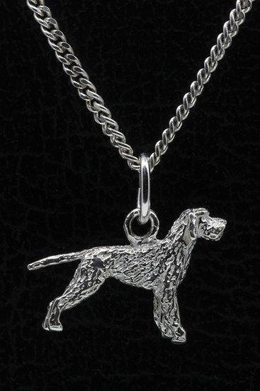Zilveren Duitse staander draadhaar met staart ketting han..., Sieraden, Tassen en Uiterlijk, Kettinghangers, Verzenden
