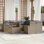 vidaXL 9-delige Loungeset met kussens poly rattan beige, Verzenden, Nieuw, Rotan, Loungeset