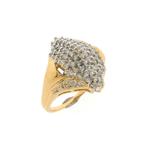 Gouden entourage ring met diamant | 0,68 ct., Sieraden, Tassen en Uiterlijk, Ringen, 18 tot 19, Gebruikt, Overige kleuren, Ophalen of Verzenden