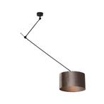 Hanglamp zwart met velours kap taupe 35cm - Blitz, Huis en Inrichting, Lampen | Hanglampen, Nieuw, Overige materialen, Klassiek / Antiek