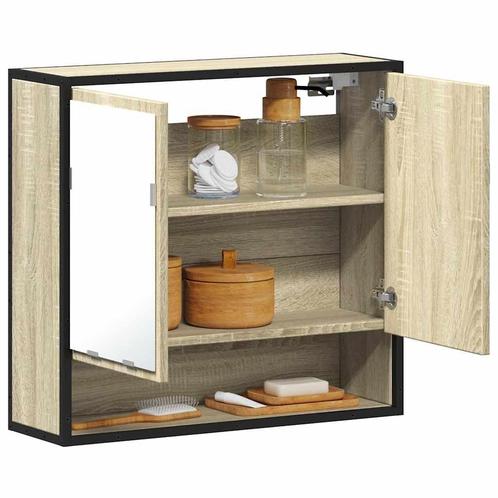 vidaXL Badkamerspiegelkast 65x20x60 cm bewerkt hout sonoma, Huis en Inrichting, Tafels | Kaptafels, Nieuw, Verzenden