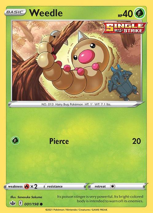 Weedle 001/198 Chilling Reign, Hobby en Vrije tijd, Verzamelkaartspellen | Pokémon, Losse kaart, Nieuw, Foil, Ophalen of Verzenden