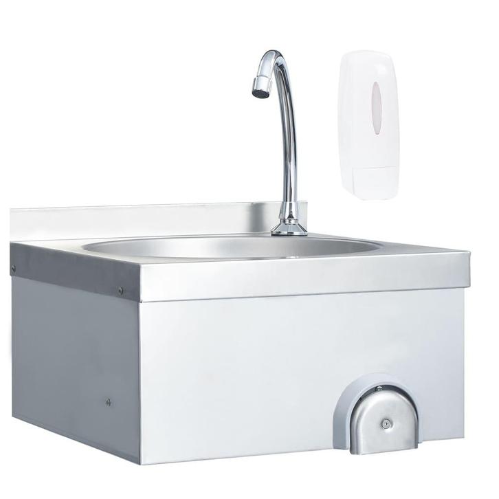 vidaXL Wasbak met kraan en zeepdispenser roestvrij staal, Doe-het-zelf en Verbouw, Sanitair, Nieuw, Verzenden