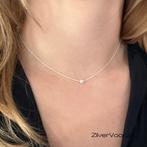 Zilveren minimalistische zoetwaterparel ketting, Verzenden, Nieuw, Zilver
