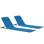 Strandmatten 2 st inklapbaar stof blauw (Stoelen), Nieuw, Verzenden