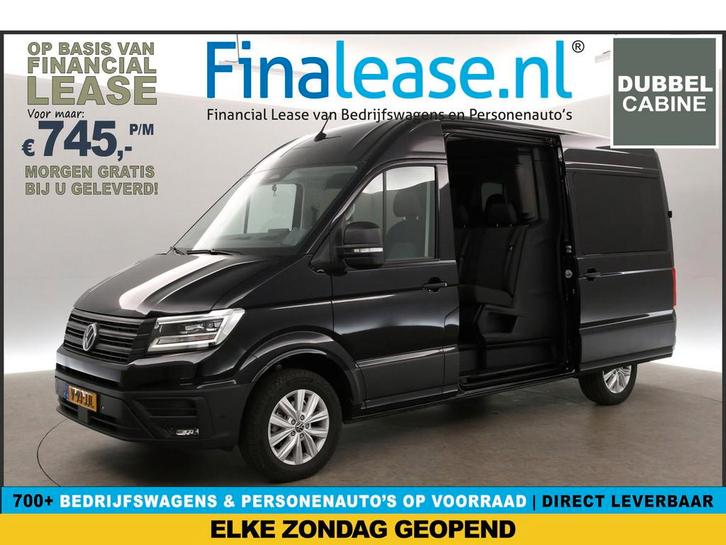 Volkswagen Crafter 2.0 TDI AUT L3H3 FACELIFT DC Virtual Cam, Auto's, Bestelauto's, Lease, Automaat, Diesel, Volkswagen, Zwart