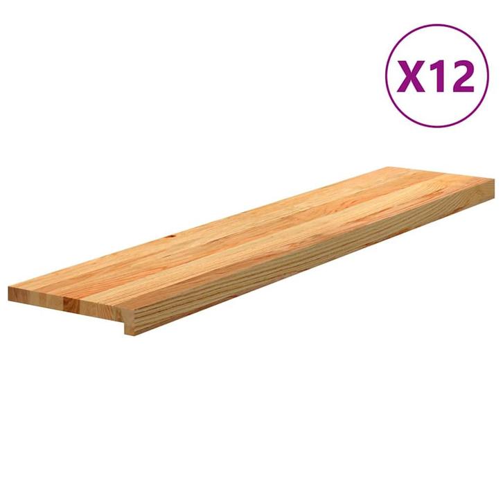 vidaXL Traptreden 12 st 120x25x2 cm massief eikenhout, Doe-het-zelf en Verbouw, Ladders en Trappen, Nieuw, Verzenden