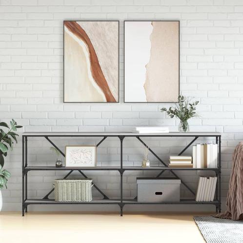 vidaXL Wandtafel 180x30x75 cm bewerkt hout en ijzer grijs, Huis en Inrichting, Tafels | Bijzettafels, Nieuw, Verzenden
