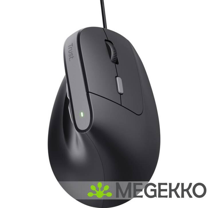 Trust Bayo V2 Verticale Ergonomische Muis Zwart, Computers en Software, Muizen, Nieuw, Verzenden