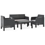 vidaXL 4-delige Loungeset met kussens PP rattan, Verzenden, Nieuw, Loungeset