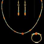 Oude Egypte, late periode Ketting, ring en oorbellen met
