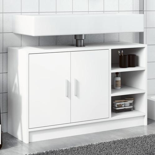vidaXL Wastafelkast 90x29x55 cm bewerkt hout wit, Huis en Inrichting, Badkamer | Badkamermeubels, Nieuw, Minder dan 100 cm, Verzenden
