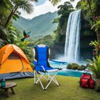 Kampeerstoel gestoffeerd - blauw, Set van 4, Verzenden, Nieuw