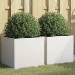 vidaXL Plantenbakken 2 st 42x40x39 cm staal wit, Verzenden, Nieuw, Metaal