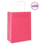 vidaXL Papieren zakjes 50 st met hengsels 21x11x28 cm roze, Verzenden, Nieuw