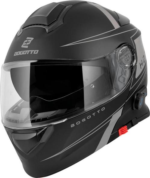 Bogotto H271 Taog Bluetooth Helm Zwart Grijs, Motoren, Kleding | Motorhelmen, Systeemhelm, Heren, XXL, Nieuw met kaartje, Overige merken