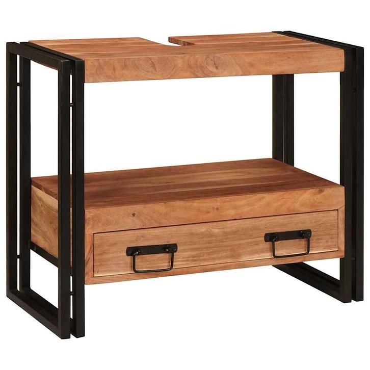 vidaXL Wastafelonderkast 71 x 33 x 58 cm Massief acaciahout, Huis en Inrichting, Tafels | Kaptafels, Nieuw, Verzenden