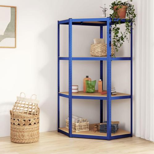 vidaXL Hoekrek 4-laags staal en bewerkt hout blauw, Huis en Inrichting, Kasten | Stellingkasten, Nieuw, Verzenden