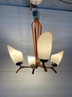 Vintage Spoetnik lamp hout en glas. Door Drevo Humpolec