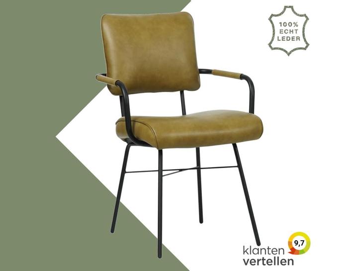 Leren eetkamerstoel Solid met armleuning, Huis en Inrichting, Stoelen, Eén, Nieuw, Leer, Ophalen of Verzenden
