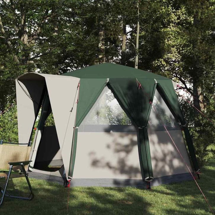 vidaXL Huisje Tent met dak met opslag Groen en Wit 320 x 320, Caravans en Kamperen, Tenten, Nieuw, Verzenden