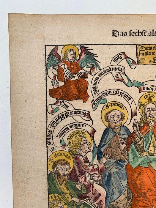 World - wereld; Hartmann Schedel - The Nuremberg Chronicle, Boeken, Atlassen en Landkaarten