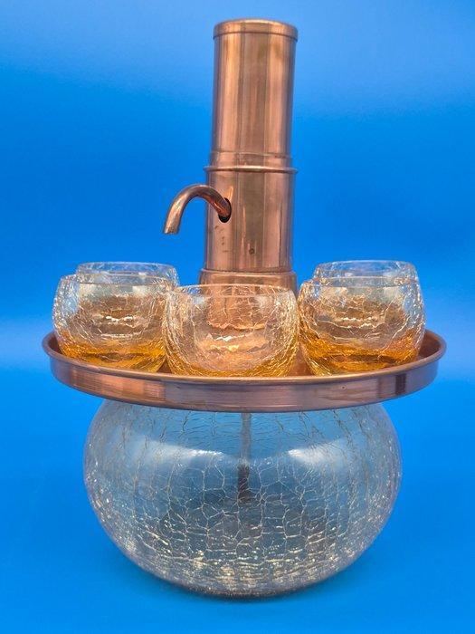 Eetservies - Likörservice – Crackle-Glas mit Kupfermontur –, Antiek en Kunst, Antiek | Meubels | Tafels