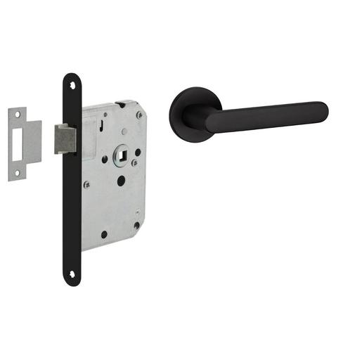 Deurbeslag set loopslot en deurklink Tondo zwart, Doe-het-zelf en Verbouw, Hang- en Sluitwerk, Klink of Kruk, Nieuw, Overige materialen