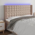 vidaXL Hoofdbord LED 203x16x118/128 cm kunstleer, Verzenden, Nieuw, Bruin, Overige materialen