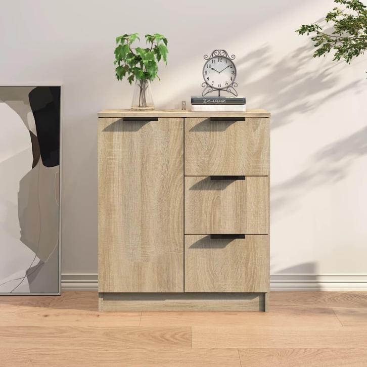 vidaXL Dressoir 60x30x70 cm bewerkt hout sonoma eikenkleurig, Huis en Inrichting, Kasten | Dressoirs, 25 tot 50 cm, Nieuw, 50 tot 100 cm