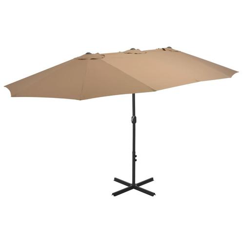 vidaXL Parasol met aluminium paal 460x270 cm taupe, Tuin en Terras, Parasols, Nieuw, Meer dan 4 meter, Verzenden