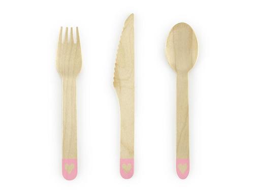 Houten Bestek Roze 16cm 18 delig, Hobby en Vrije tijd, Feestartikelen, Nieuw, Verzenden