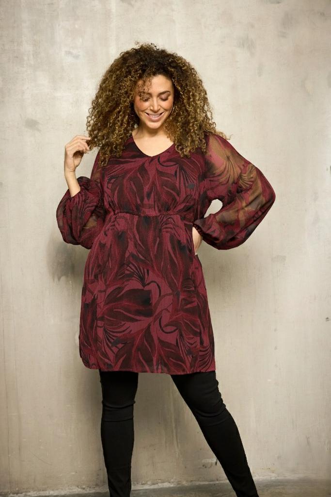 ZHENZI a-lijn tuniek bladprint Maat:, Kleding | Dames, Blouses en Tunieken, Overige kleuren, Nieuw, Verzenden