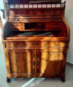 Schrijftafel - walnoothout - Bureau met rol walnoot 800, Antiek en Kunst