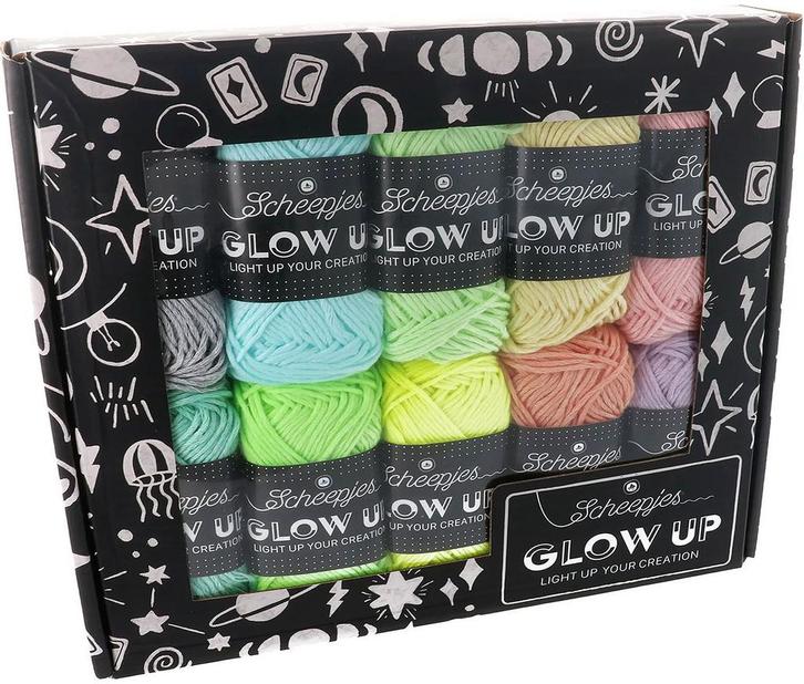 Scheepjes Glow Up Colour Pack - 10 kleuren x 25 gram - Glo, Hobby en Vrije tijd, Breien en Haken, Ophalen of Verzenden