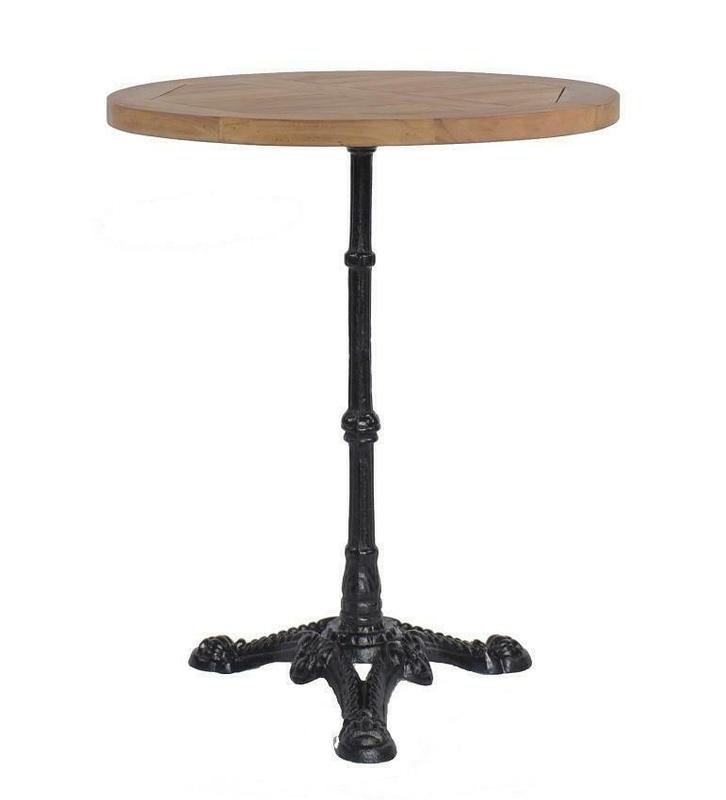Terrastafel teakhout gietijzer rond 60 cm, Tuin en Terras, Tuintafels, Nieuw, Hout, Rond, Ophalen of Verzenden