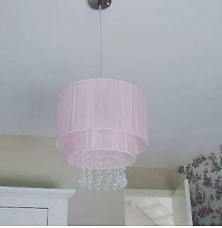 Hanglamp kristal roze, blauw, wit, taupe enz. babykamer, Huis en Inrichting, Lampen | Hanglampen, Nieuw, Kunststof, Stof, Minder dan 50 cm