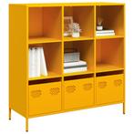 vidaXL buffetkast 101,5x39x103,5 cm staal mosterdgeel, Huis en Inrichting, Kasten | Buffetkasten, Verzenden, Nieuw, Metaal