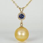 Zonder minimumprijs - Hanger - 14 karaat Geel goud Saffier -