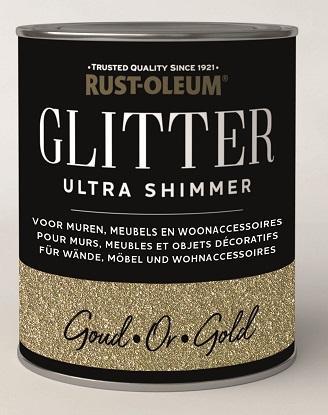 Rust oleum glitterverf ultra glitter shimmer 750 ml, goud,, Doe-het-zelf en Verbouw, Verf, Beits en Lak, Nieuw, Verzenden