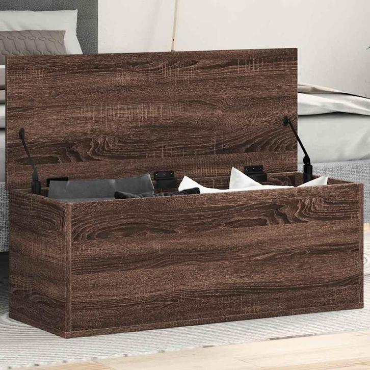 vidaXL Opbergbox 90x35x35 cm bewerkt hout bruin eikenkleur, Huis en Inrichting, Woonaccessoires | Kisten, Nieuw, Verzenden