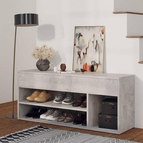 vidaXL Schoenenbank 105x30x45 cm bewerkt hout betongrijs, Huis en Inrichting, Kasten | Schoenenrekken, Nieuw, Verzenden