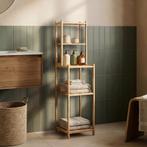 Badkamerrek Anun met 4 planken bamboe 128x30x30 cm naturel [, Huis en Inrichting, Badkamer | Badkamermeubels, Verzenden, Nieuw