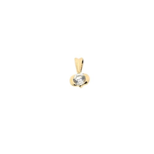 Gouden hanger met zirconia (rond briljant geslepen), Sieraden, Tassen en Uiterlijk, Bedels, Gebruikt, Overige merken, Goud, Ophalen of Verzenden