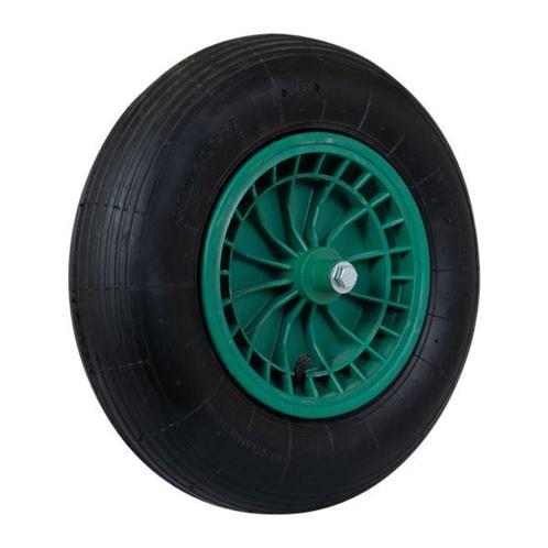 Kruiwagenwiel groen 400x8 + bevestigingsmaterialen, Auto diversen, Aanhangwagen-onderdelen, Nieuw, Verzenden