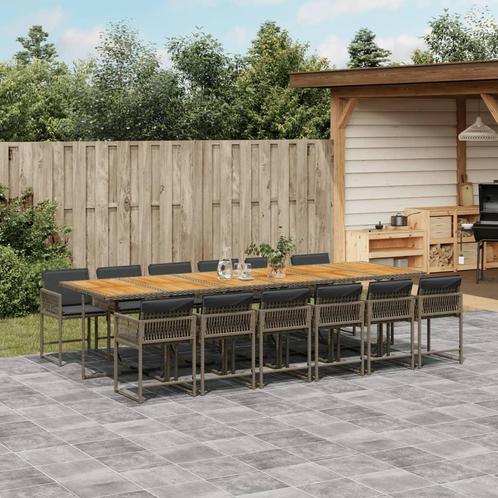 vidaXL 13-delige Tuinset met kussens poly rattan grijs, Tuin en Terras, Tuinsets en Loungesets, Tuinset, Nieuw, 2 zitplaatsen