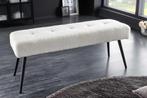 Design bank BOUTIQUE 100cm wit Boucle zwart metalen poten, Huis en Inrichting, Banken | Bankstellen, Ophalen of Verzenden, Nieuw