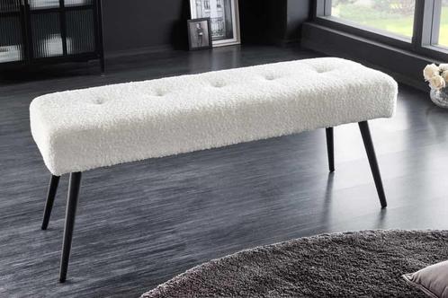 Design bank BOUTIQUE 100cm wit Boucle zwart metalen poten, Huis en Inrichting, Banken | Bankstellen, Ophalen of Verzenden