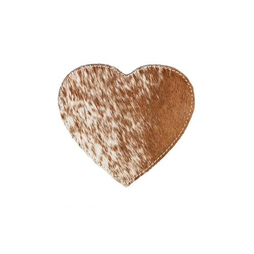 onderzetter koehuid hart bruin/wit 14cm, Huis en Inrichting, Woonaccessoires | Overige, Verzenden