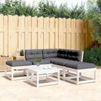 vidaXL 5-delige Loungeset met kussens massief grenenhout wit, Verzenden, Nieuw, Loungeset